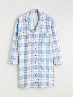 G?mlek Yaka Desenli Kad?n Gecelik