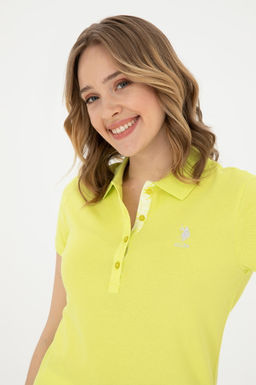 Женская базовая футболка фисташкового цвета с воротником-поло Неожиданная скидка в корзине - U.s. polo assn фото 2