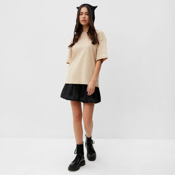 Футболка женская MIST Coordinates, размер L-XL, бежевая