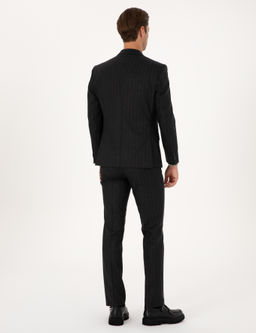 Antrasit Slim Fit %100 Y_n _izgili Tak_m Elbise