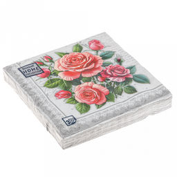 Салфетки бумажные Bouquet Home Collection Classic 33х33см, 3-х слойные, 20 штук в упаковке, 100% целлюлоза, Розы в рамке. Серебро (Россия) - Домашняя мода фото 2