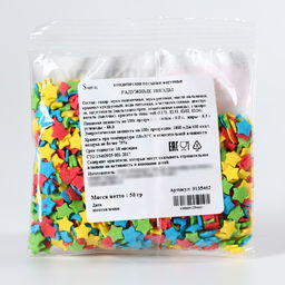Посыпка цветная фигурная Радужные звезды: красная, жёлтая, зелёная, синяя, 50 г. - KONFINETTA фото 4