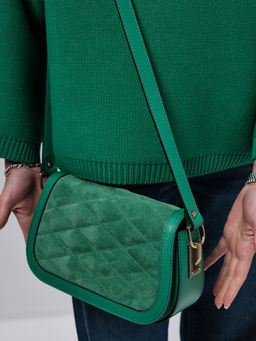 Сумка замшевая на плечо Deboro 30791 зеленая весна