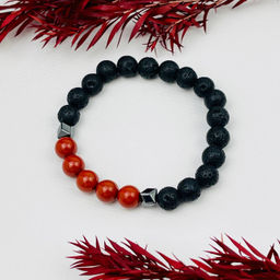 Браслет из Лавы,Яшмы и Гематита