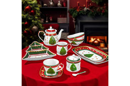 Набор 2 салатников 15*15*7 см 700 мл Новогодняя елка красный узор NEW BONE CHINA - Elan gallery фото 12