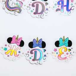 Гирлянда на ленте с голографией «С Днем Рождения!», длина 160 см, Минни Маус и Единорог