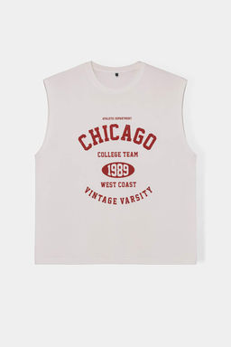 Lacivert Oversize/Genis Kesim Kolsuz Chicago Bask? Buyuk Beden Atlet TMNSS25CV00001 - Trendyolmilla фото 12