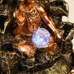 Фонтан настольный от сети, подсветка "Шива у скалы с водопадом" 42х28х28 см