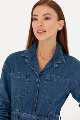 Kad_n Koyu Mavi Jean Elbise - U.s. polo assn фото 2