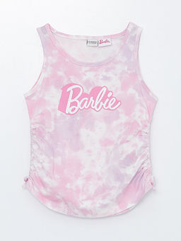 Bisiklet Yaka Barbie Bask?l? K?z ?ocuk Crop Atlet