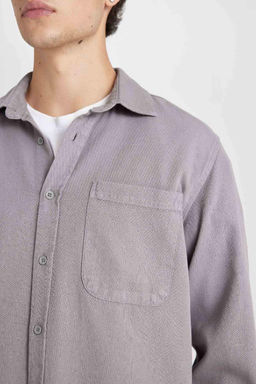 Хлопковая рубашка обычного кроя с длинными рукавами - Defacto фото 5