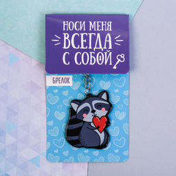 Цена за 2 шт. Брелок для ключей акриловый Енот, 3.5?10 см