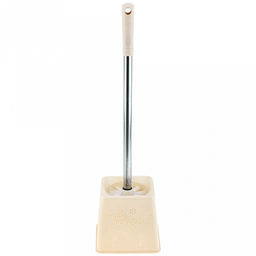 Ерш унитазный пластмассовый со съемной ручкой из нержавеющей стали "Бабочки" 44см, с подставкой 13х13см h11,5см, ванильный (Китай)