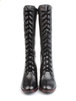 02-BA100-1 BLACK Сапоги зимние женские (натуральная кожа, натуральный мех)