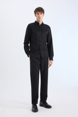 Regular Fit Normal Kesim K?sl?k Kumas Pantolon Cepli Duz Paca