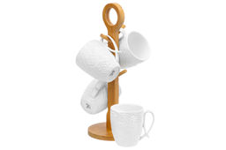 Набор 4 кружек Elan Gallery Розы 300 мл на деревянной подставке с ручкой  фото 4