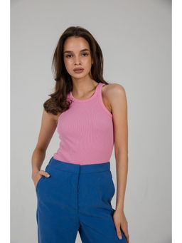 K10354 Топ в рубчик (плотный хлопок) РОЗОВЫЙ