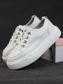 05-SD8-1D WHITE Кроссовки женские (натуральная кожа)