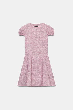 VESTIDO MANGA ABULLONADA BOUCL? / Rosa vigor?