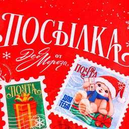 Мешок новогодний Деда Мороза, красный, 40х60 см - Страна карнавалия фото 6