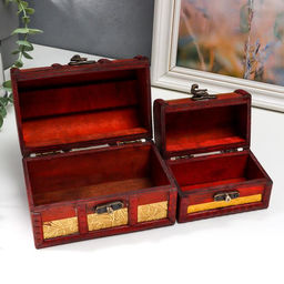 Набор шкатулок для украшений «Сундучок. Золотые цветы», дерево, 2 шт.