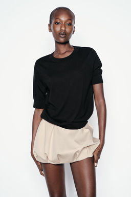BASIC PLAIN KNIT SHORT SLEEVE TOP - Zara фото 2