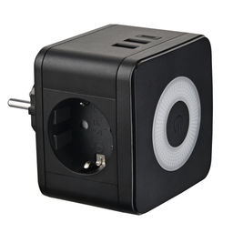 S-GES2-16SBUC BLACK Разветвитель сетевой с выключателем, с/з. 2 гнезда. 2USB+1TYPE C. 16А, 3500Вт. Черный. ТМ Uniel