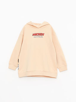 Kap??onlu Mickey Mouse Bask?l? Uzun Kollu K?z ?ocuk Sweatshirt