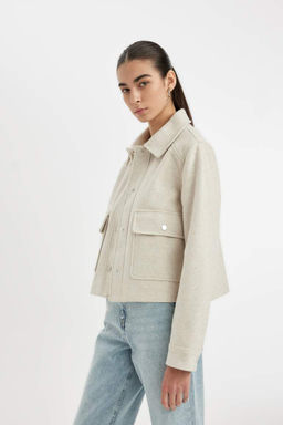 Куртка стандартного кроя с воротником-поло и строчкой - Defacto фото 4