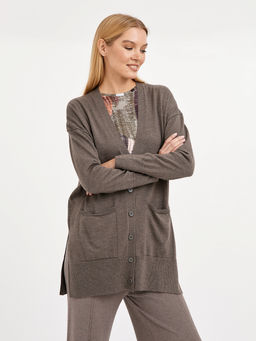 кардиган женский из шерсти в цвете фанго - Glenfield фото 4