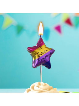 Цена за 2 шт. Свеча в торт «С днем рождения», цветная