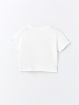 Bisiklet Yaka Bask?l? K?sa Kollu K?z ?ocuk Ti??rt - Waikiki фото 2