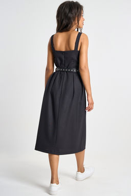 Сарафан офисный полуприлегающего силуэта черный - Fly фото 3