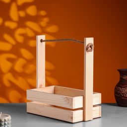 Набор кашпо деревянных 2 в 1 (25.51530; 201223 см) Аром, ручка канат, Натуральная сосн 1006000 - Дарим красиво фото 3