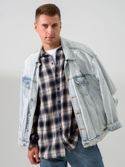 Рубашка Оптима Имидж фланель клетка темно-синий  фото 11