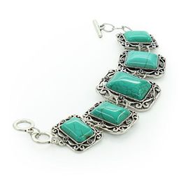 Браслет Византия бирюза (имитация), прямоугольник