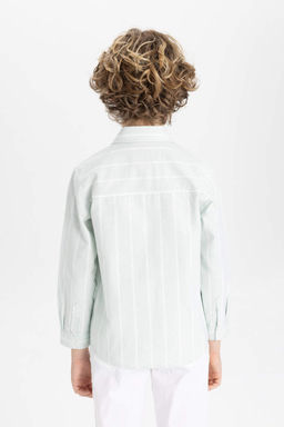 Оксфордская рубашка с длинным рукавом для мальчиков с воротником-поло - Defacto фото 6