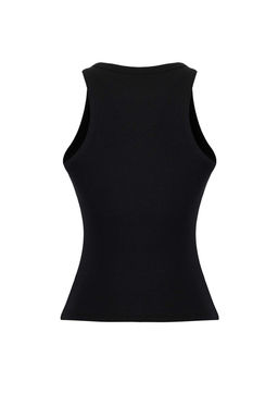 Siyah Gogus Pedli Duz Fitted/Vucuda Oturan Renk Bloklu Orme Atlet TWOSS25AL00034