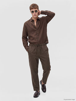 Regular Fit %100 Keten Erkek G?mlek