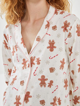 G?mlek Yaka Desenli Hamile Pijama Tak?m?