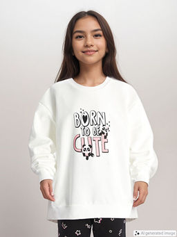 Bisiklet Yaka Bask?l? K?z ?ocuk Sweatshirt