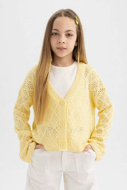 Кардиган для девочек с V-образным вырезом