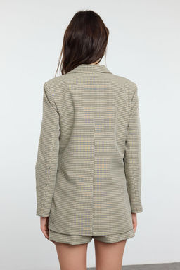 TRENDYOLMILLA Kahverengi Kazayag? Desenli Dokuma Blazer Ceket TWOAW25BC00036  фото 5