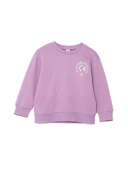Bisiklet Yaka Bask?l? Uzun Kollu K?z ?ocuk Sweatshirt