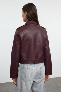 Trendyolmilla Ekru Regular Suni Deri Birker Ceket Mont TWOAW25MO00002  фото 15