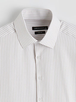 Slim Fit ?izgili Gabardin Erkek G?mlek