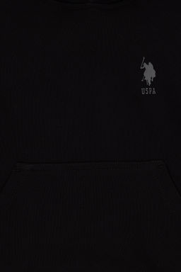 Черная базовая толстовка с капюшоном для мальчика - U.s. polo assn фото 8