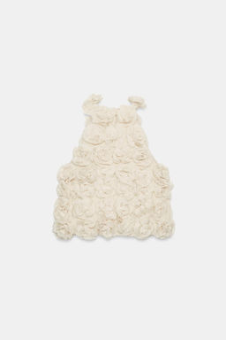 TOP HALTER PUNTO ESTRUCTURA FLORES / Beige - Zara фото 8