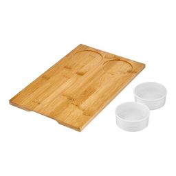 Доска сервировочная с 2-мя мисками Walmer Bamboo 36х22 см, цвет светлое дерево  фото 3