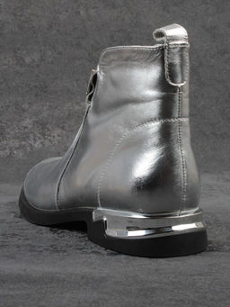 01-B48B-87C GREY/SILVER Ботинки демисезонные женские (натуральная кожа, байка)